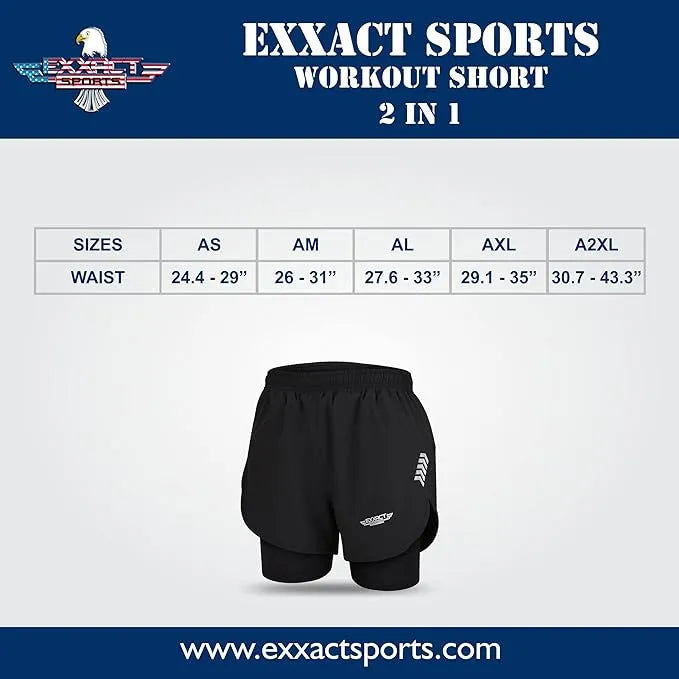 Men's 2 in 1 Athletic Shorts with Compression Liner (Navy)