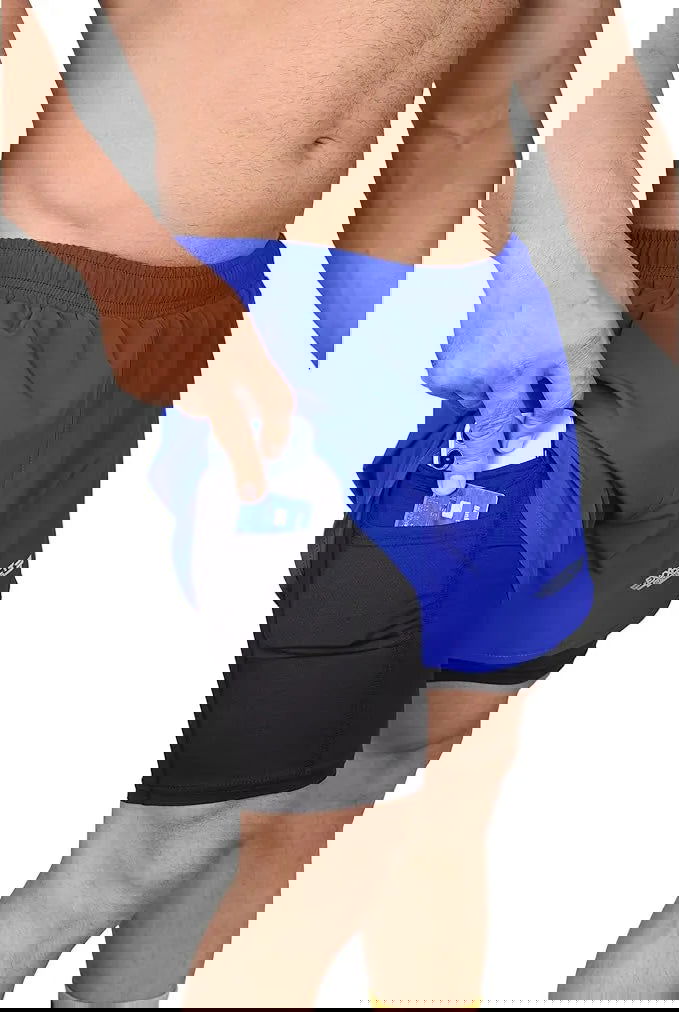 Men's 2 in 1 Athletic Shorts with Compression Liner (Royal Blue)