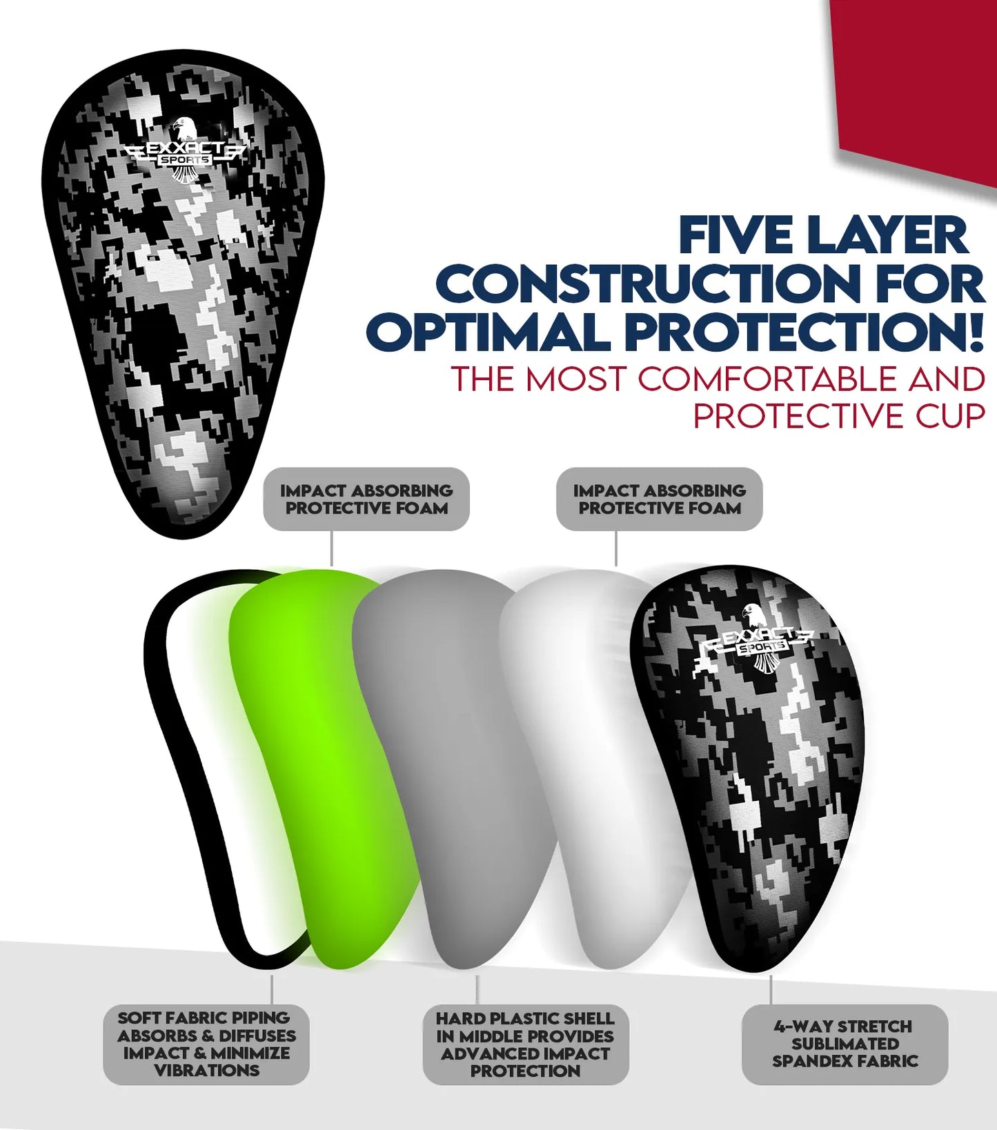 Men's Padded Compression Sliding Shorts with Soft Athletic Cup (Black)