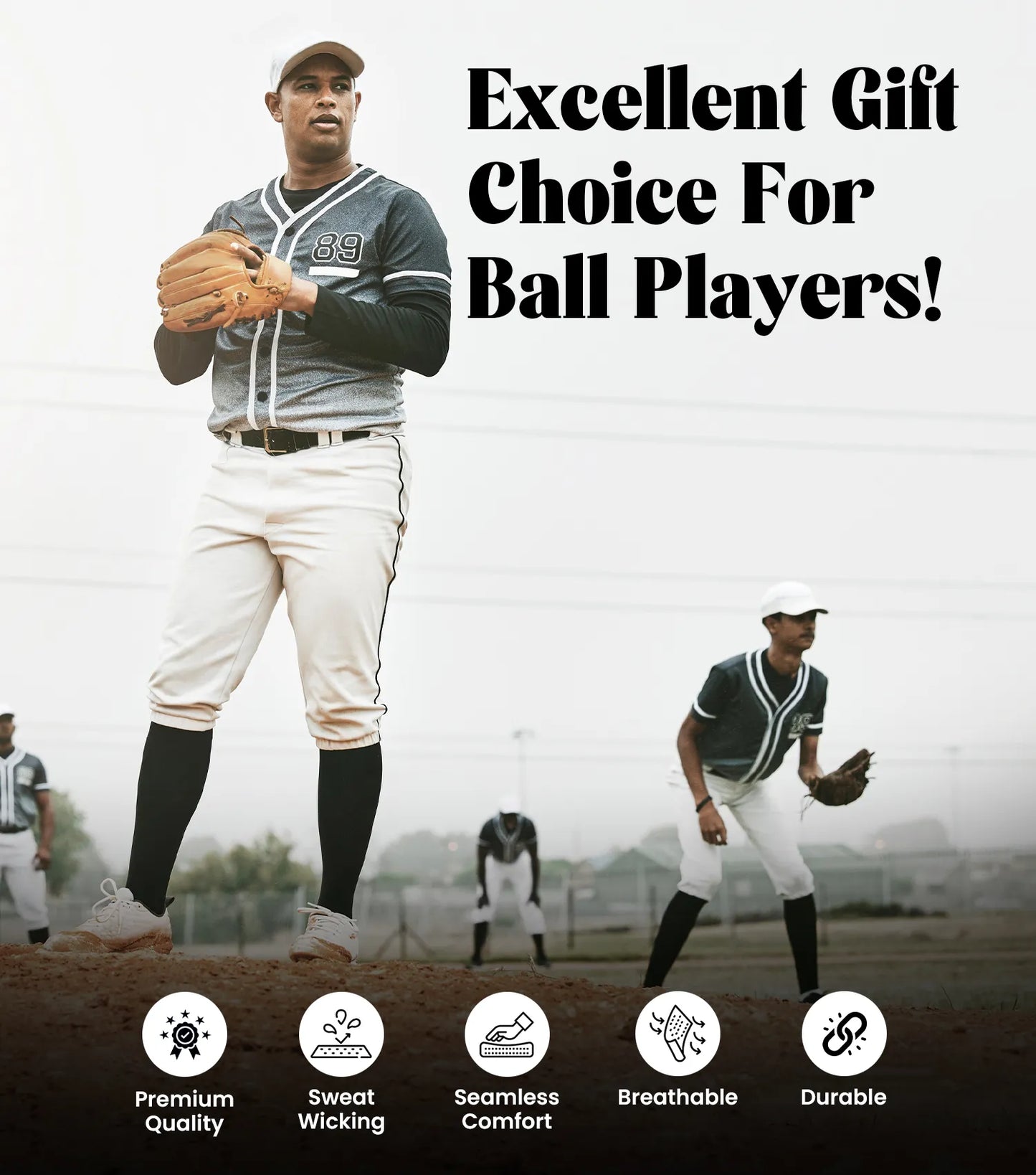 Baseball Socks and Belt Combo Set for Boys & Girls, Adult and Youth Sizes (Black)