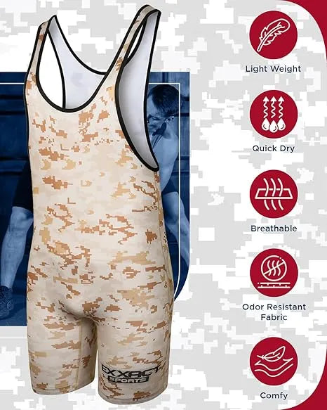 Men's Camouflage Wrestling Singlets (Desert Camo)