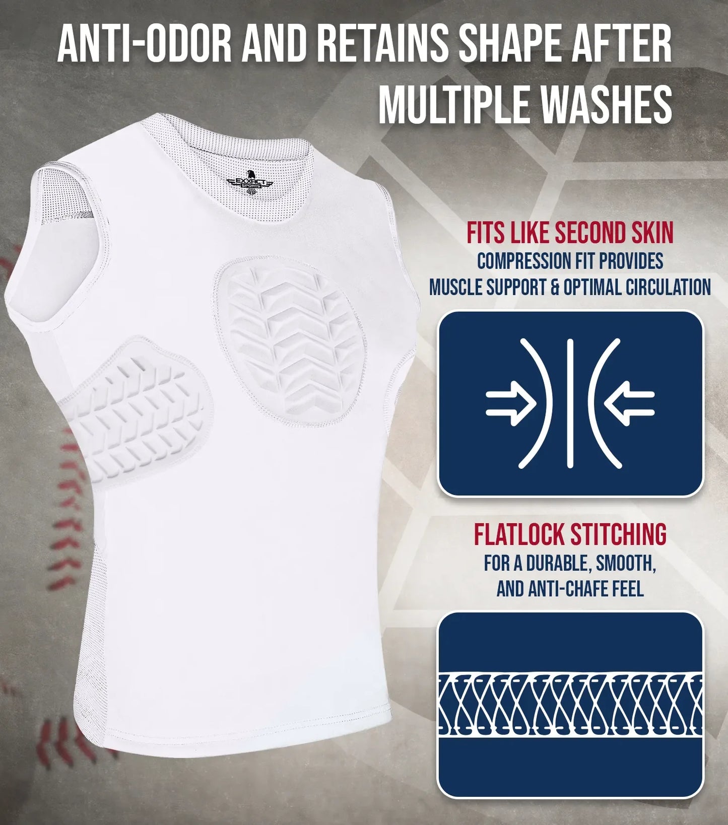 Youth Boys Baseball Chest & Rip Protector For Sternum Heart Protection (White)