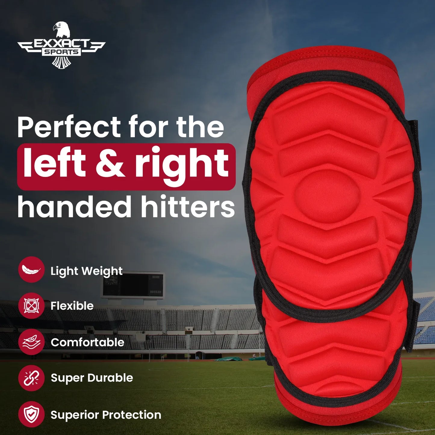 Defender Plus Baseball Elbow Guard with Adjustable Straps (Red)