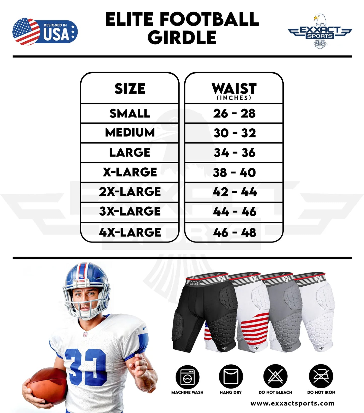 Elite 5-Pad Men Football Girdle with Cup Pocket Patriot (Adult)