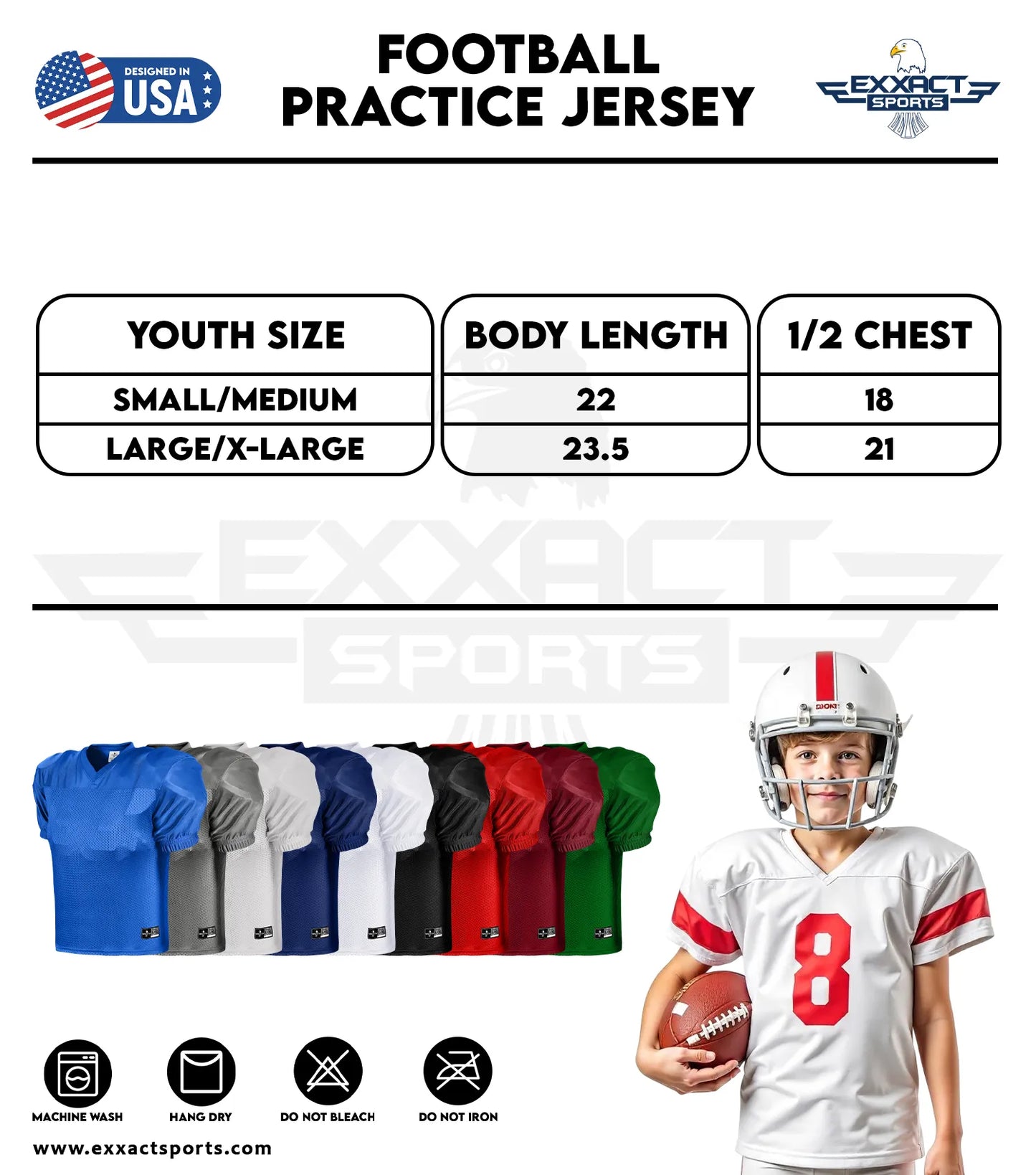 Boys Youth Football Practice Jersey (Navy)