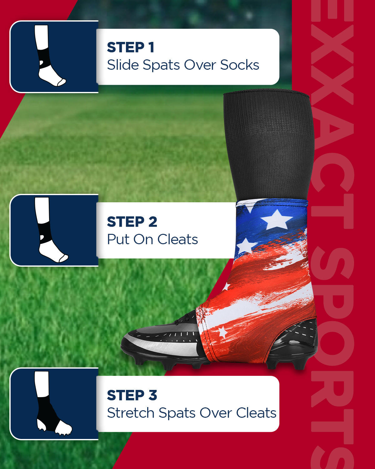 Spats Cleat Men & Boys Football Covers (Bruashy Usa Flag)