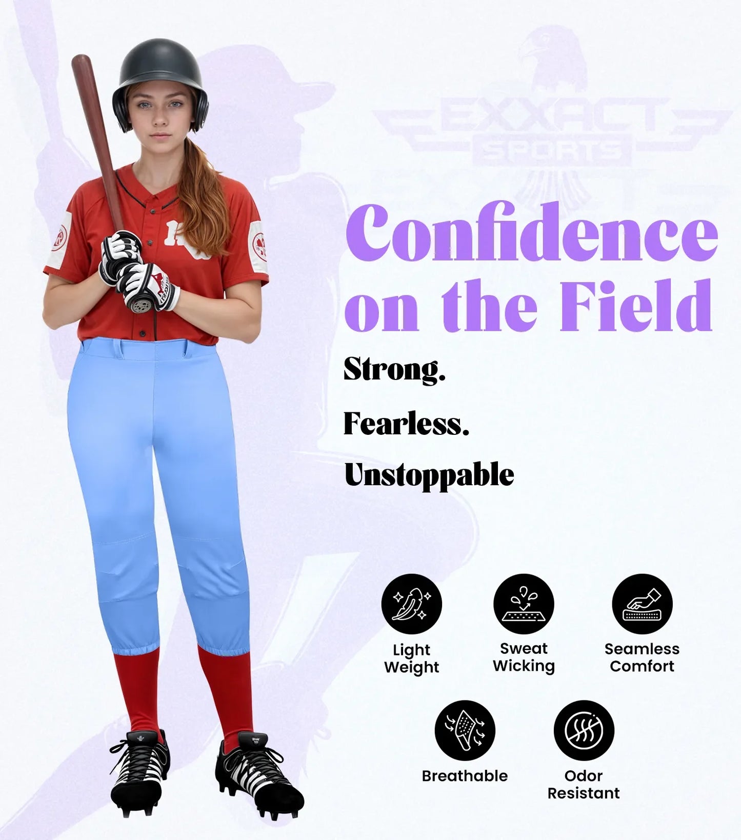 Knicker Style Softball Pants For Girls (Columbia Blue)