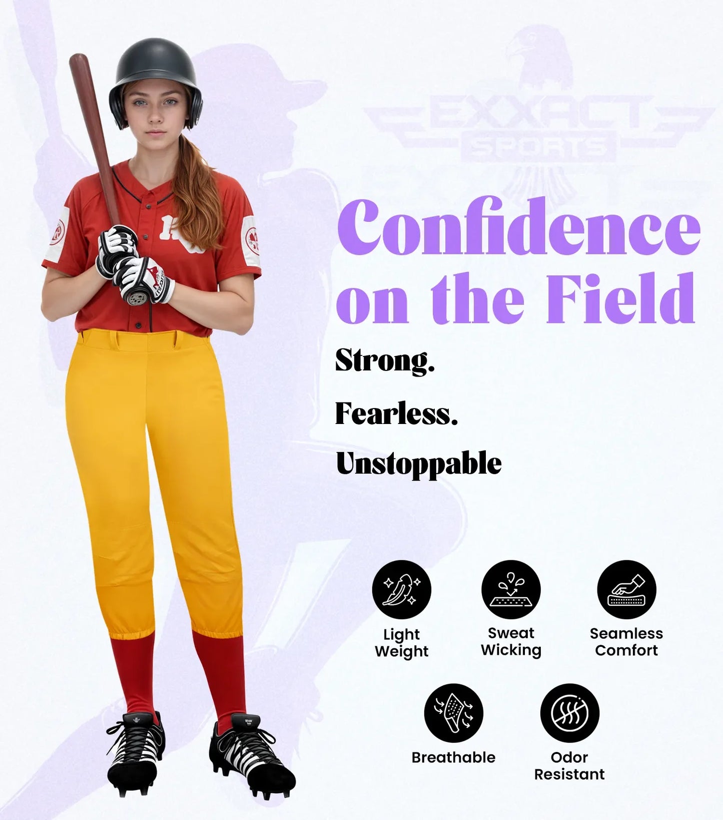 Knicker Style Softball Pants For Girls (Athletic Gold)