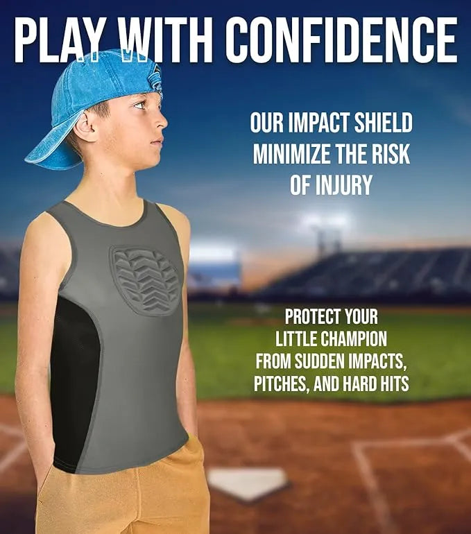 Tank Top Boys Baseball Chest Protector (White)
