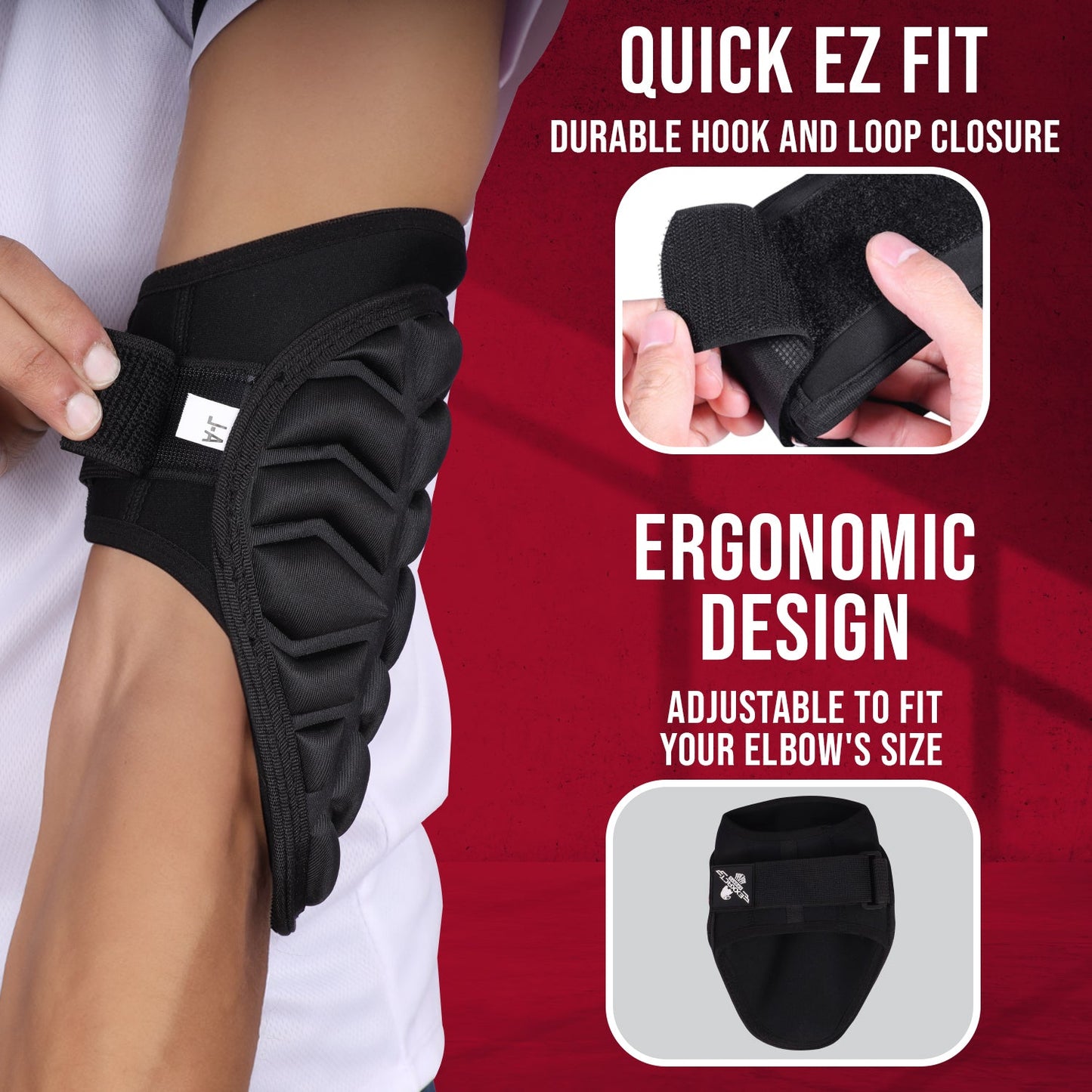 Defender Baseball Elbow Guard with Adjustable Strap (Black)