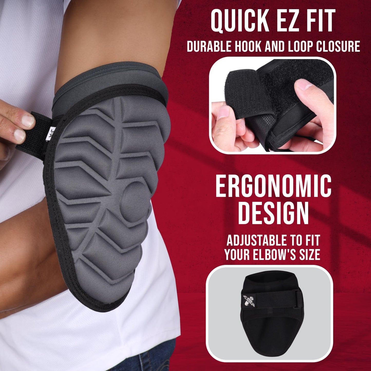 Defender Baseball Elbow Guard with Adjustable Strap (Dark Gray)