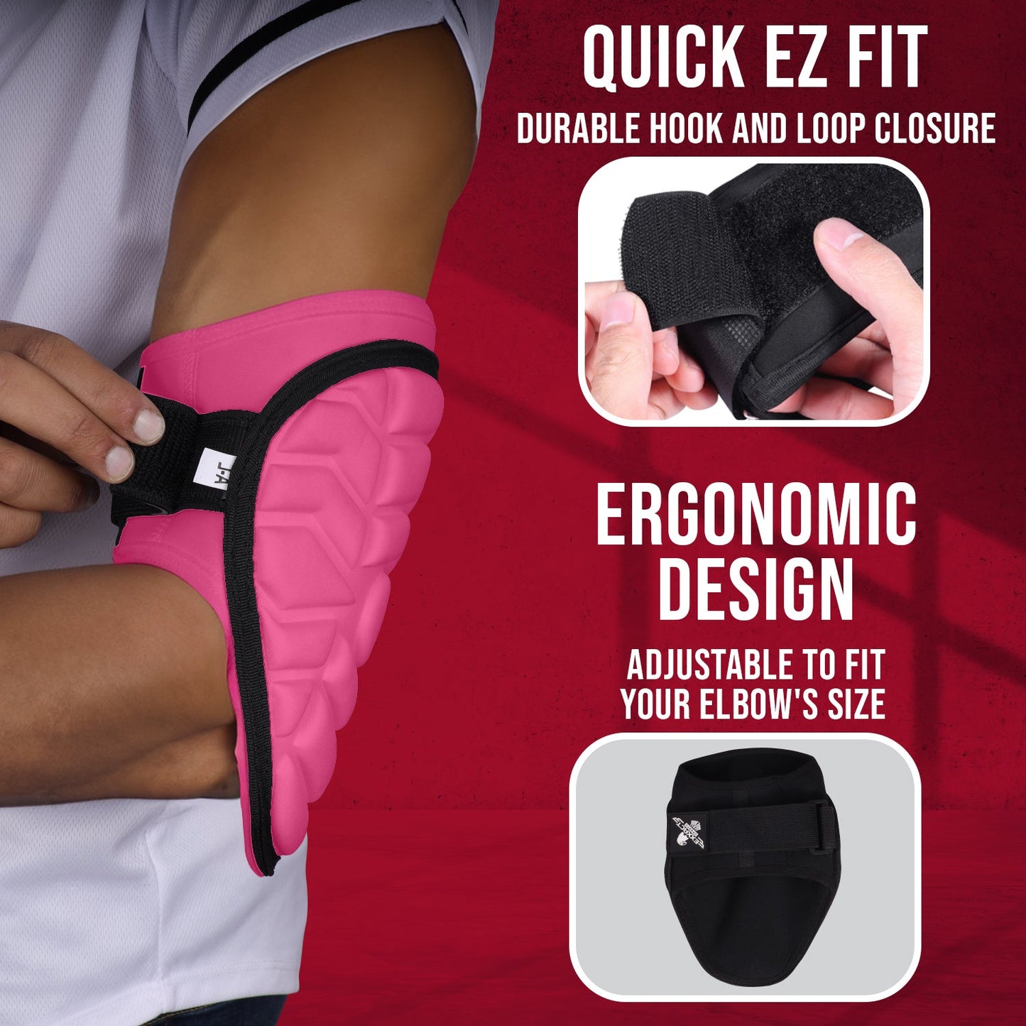 Defender Baseball Elbow Guard with Adjustable Strap (Pink)