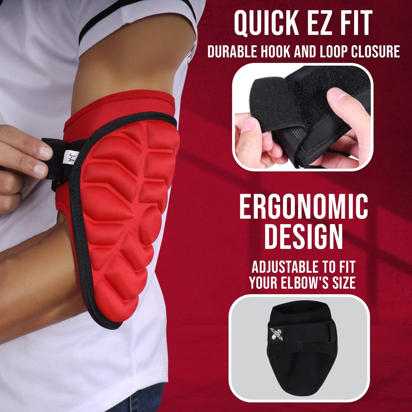 Defender Baseball Elbow Guard with Adjustable Strap (Red)