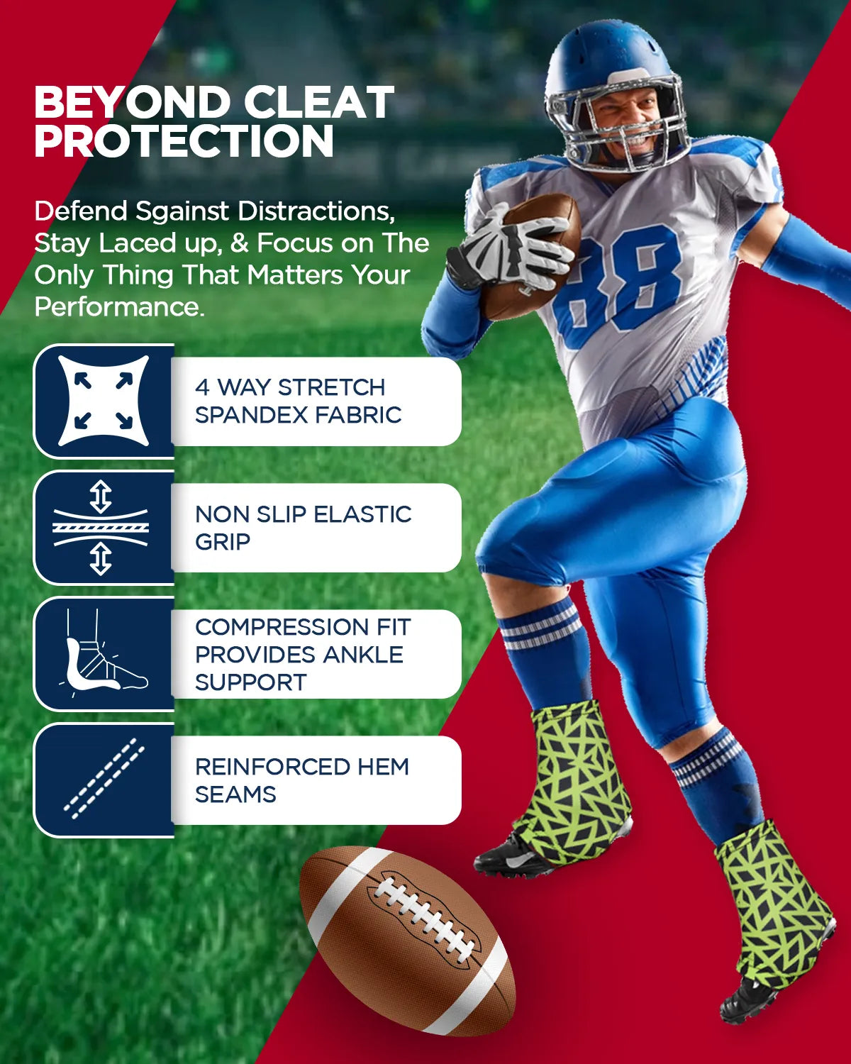 Spats Cleat Men & Boys Football Covers (Neno Green)