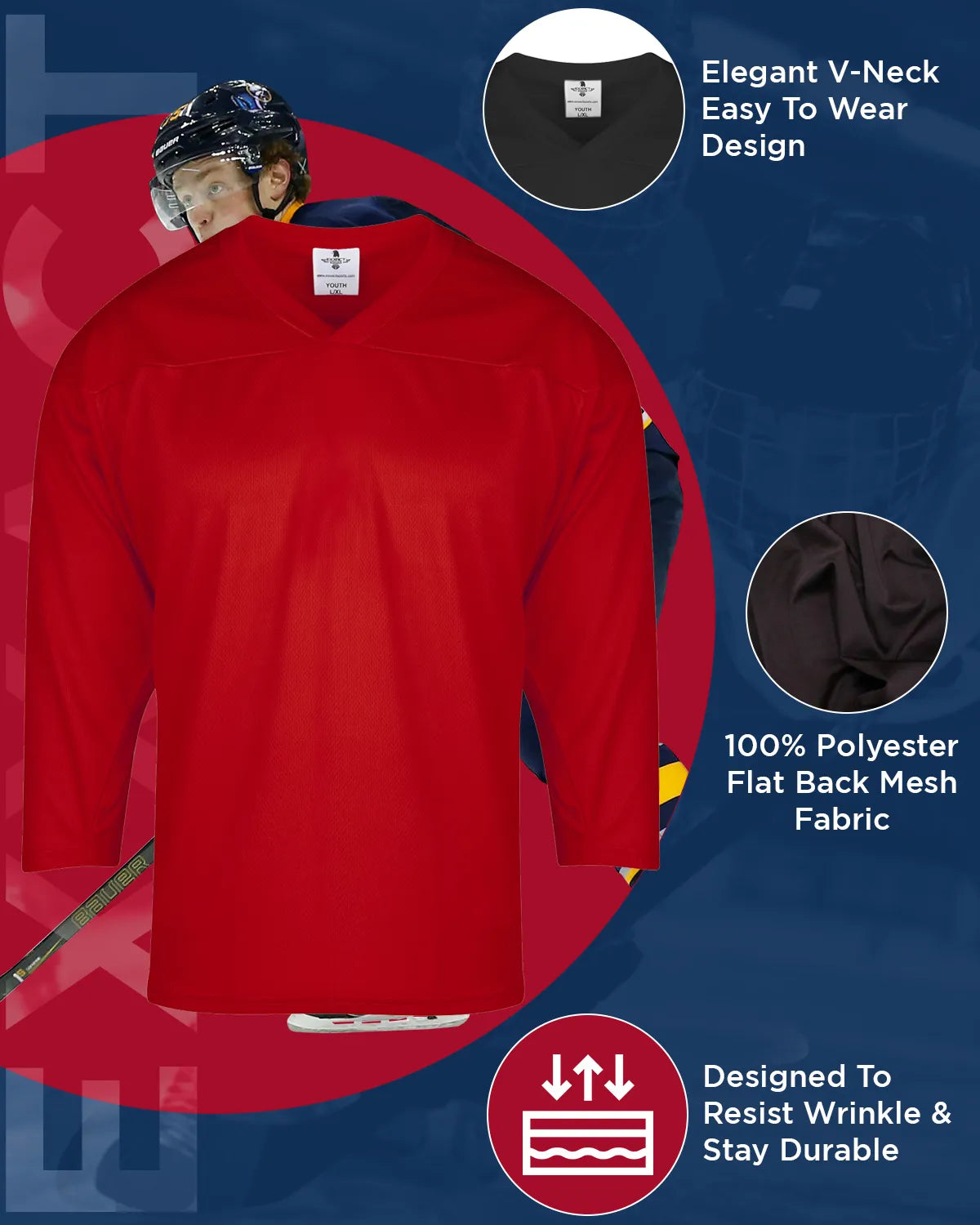 Boys Red Hockey Practice Jersey (Youth)
