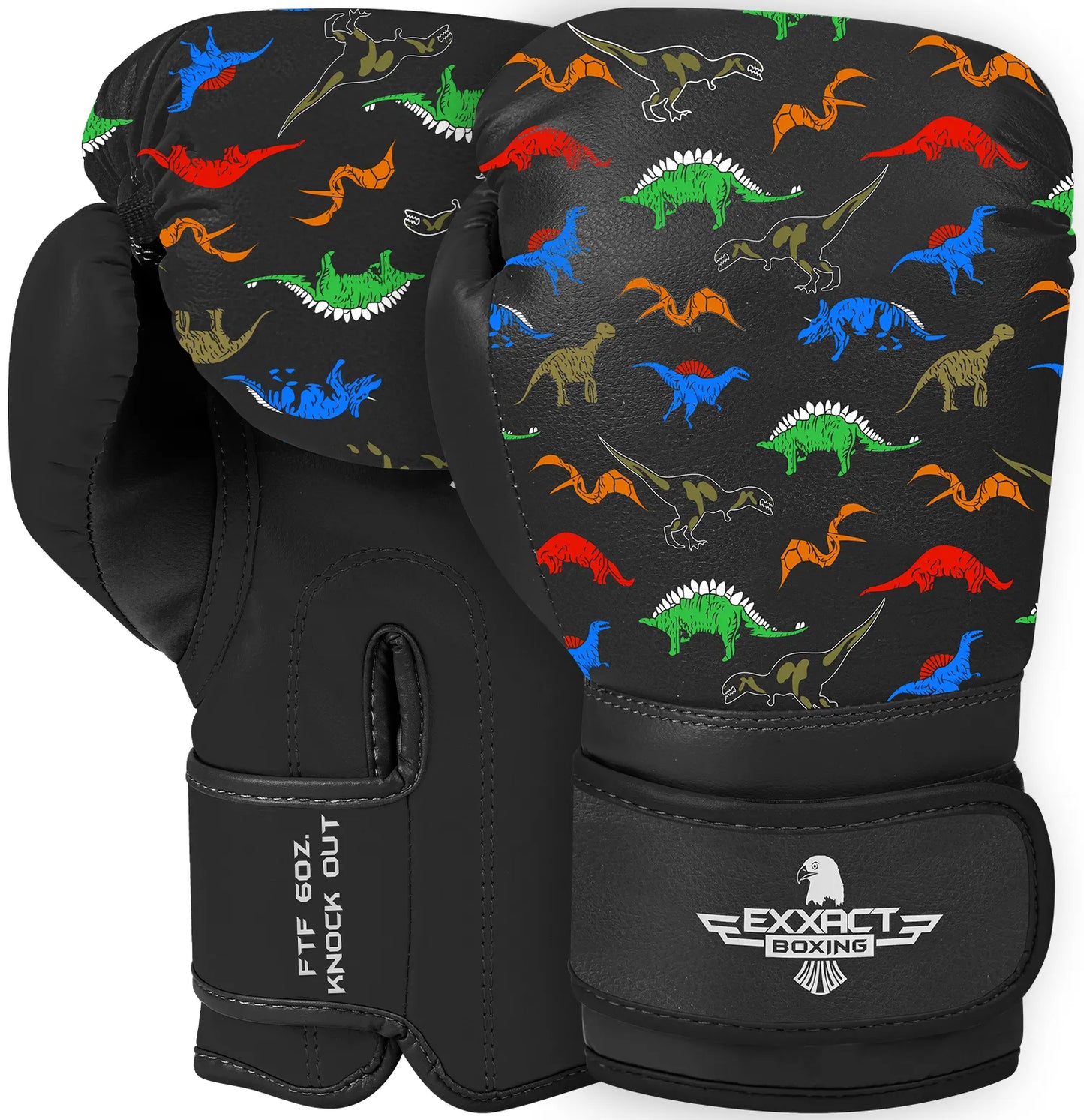 Kids Printed Knockout Boxing Gloves with Padded Protection (Dinosaur)