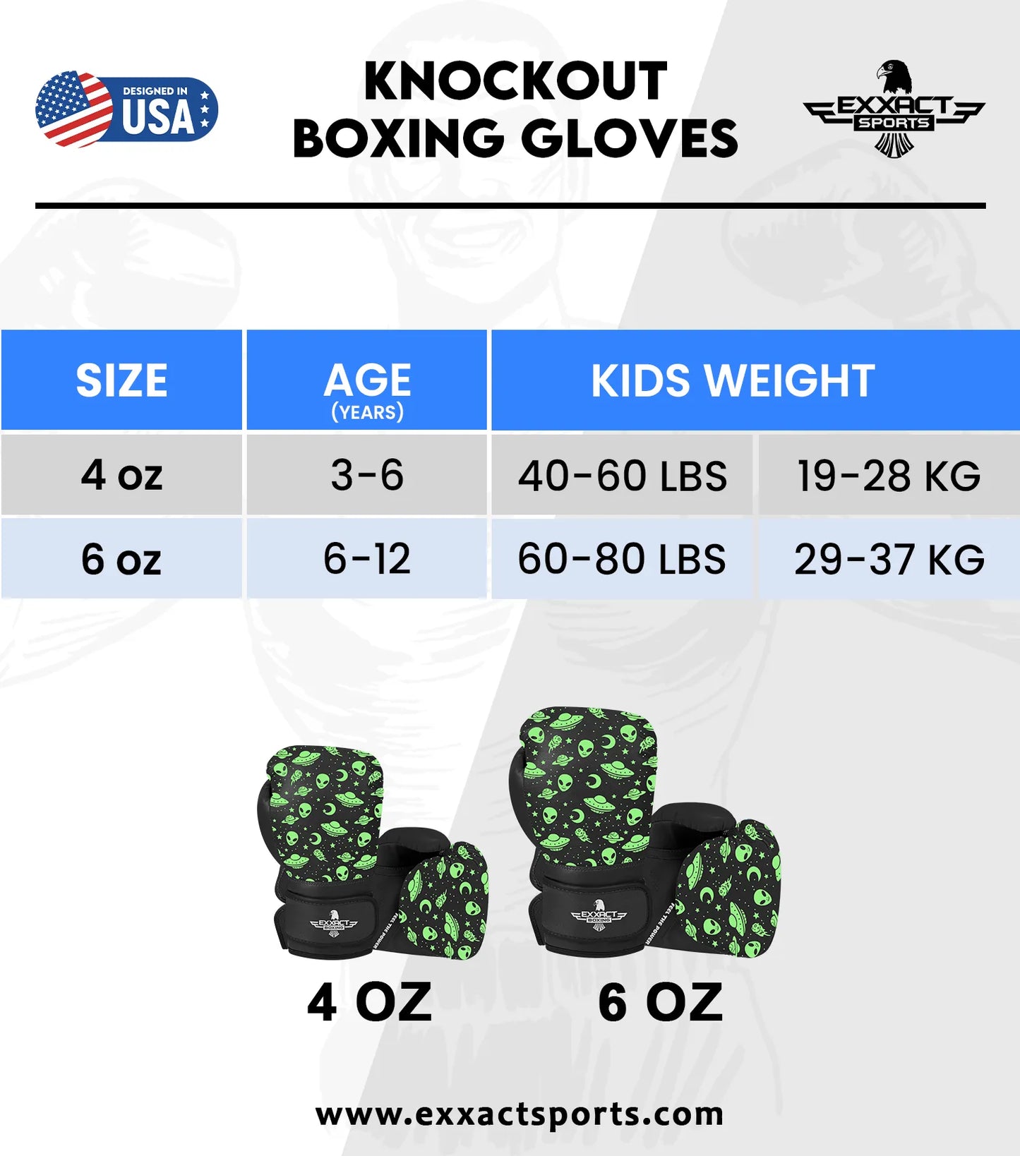 Kids Printed Knockout Boxing Gloves with Padded Protection (Ninja)