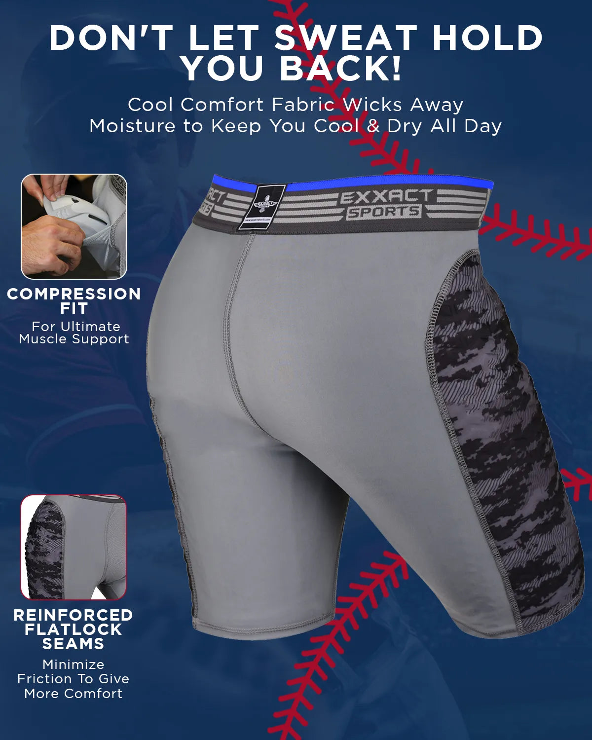 Boys Padded Compression Sliding Shorts with Soft Athletic Cup ( Gray / Black)