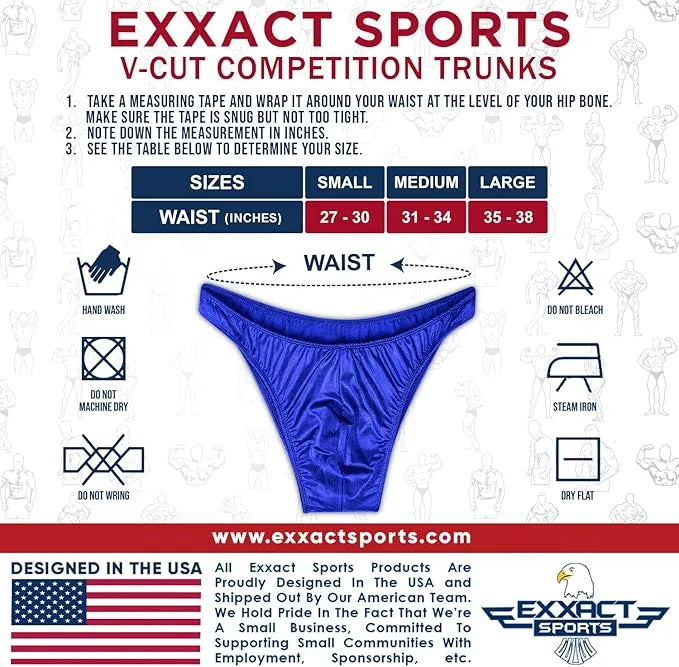 Men's V-Cut Bodybuilding Competition Posing Trunks (Royal Blue)