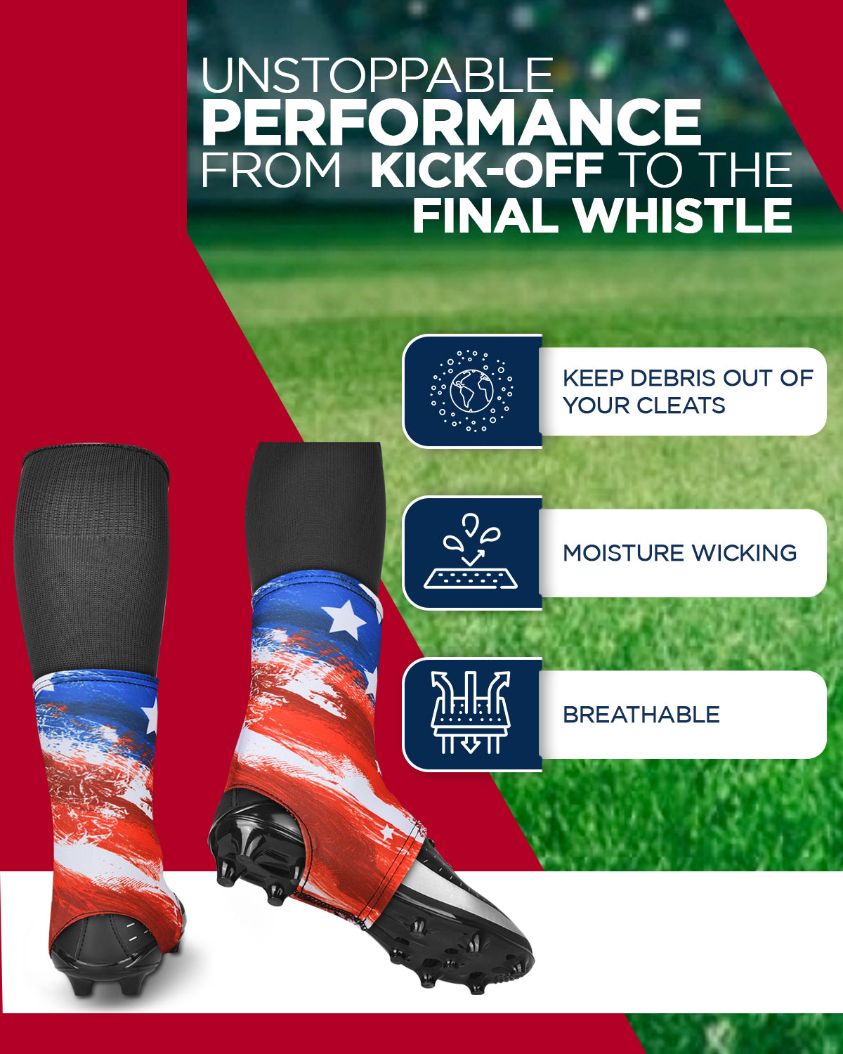 Spats Cleat Men & Boys Football Covers (Bruashy Usa Flag)