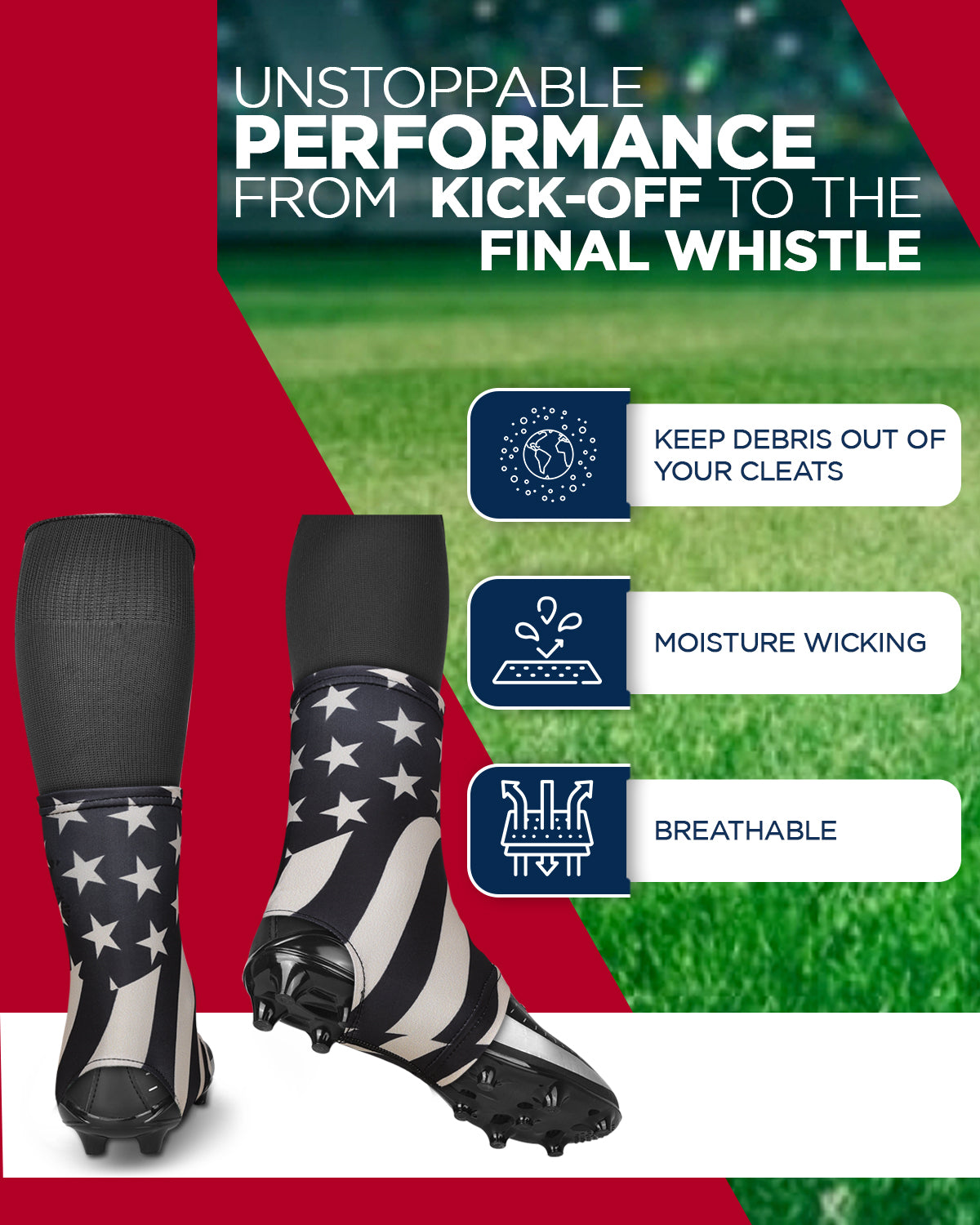 Spats Cleat Men & Boys Football Covers V (Gold Flag)