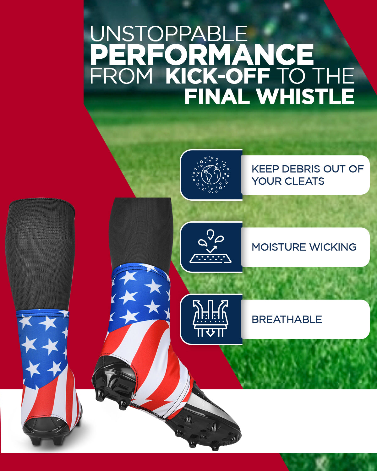 Spats Cleat Men & Boys Football Covers (usa Flag)