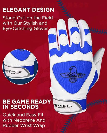 Padded Baseball Batting Gloves for Men & Women (Royal Blue)