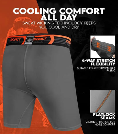 Men's Compression Shorts With Soft Athletic Cup Gray (Adult)