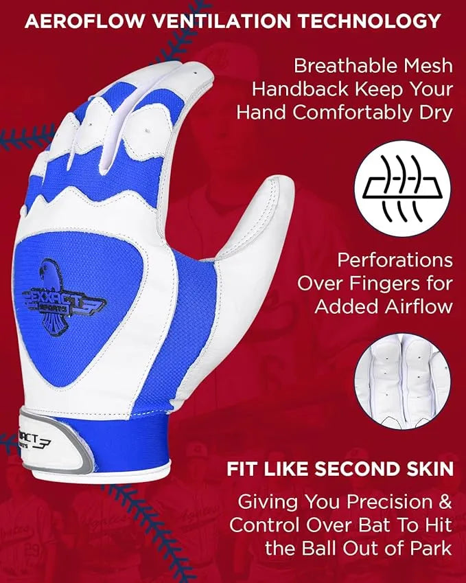 Padded Baseball Batting Gloves for Men & Women (Royal Blue)