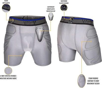 Boy's Padded Sliding Shorts with Hard Protective Cup (Gray)
