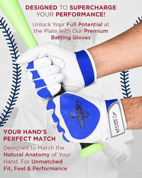 Padded Baseball Batting Gloves for Men & Women (Royal Blue)