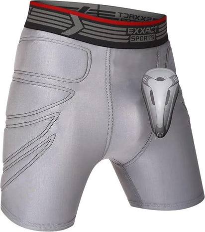 Men's Padded Sliding Shorts with Hard Protective Cup (Gray)