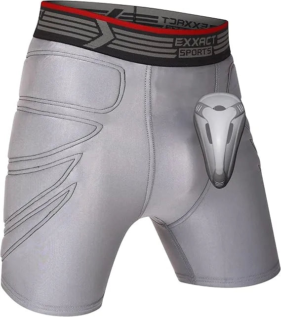 Men's Padded Sliding Shorts with Hard Protective Cup (Gray)