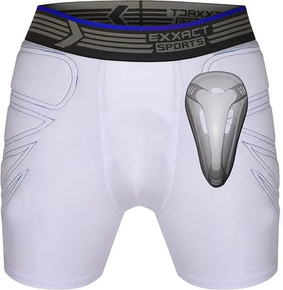 Boy's Padded Sliding Shorts with Hard Protective Cup (Black)