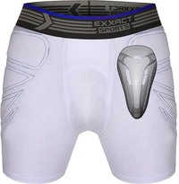 Boy's Padded Sliding Shorts with Hard Protective Cup (White)