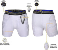 Boy's Padded Sliding Shorts with Hard Protective Cup (White)