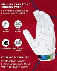 Padded Baseball Batting Gloves for Men & Women (Tie Dye)