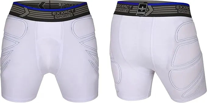 Boy's Padded Sliding Shorts with Hard Protective Cup (White)