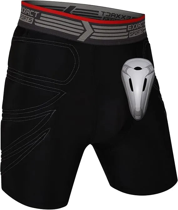 Men's Padded Sliding Shorts with Hard Protective Cup (Black)
