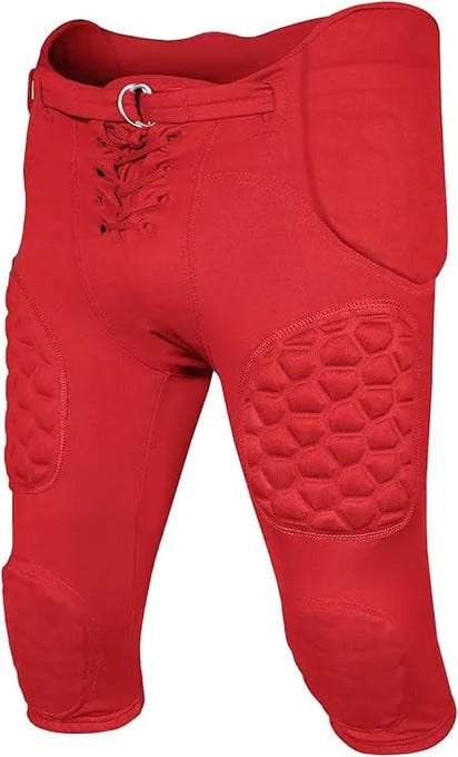 Rebel Boys Integrated Football Pants with Built-in Pads Red (Youth)