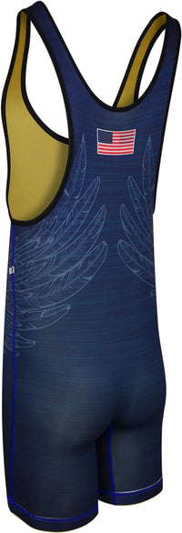 Reversible Wrestling Singlet For Gymnastic & Mma Navy/Gold (Unisex Adult/youth)