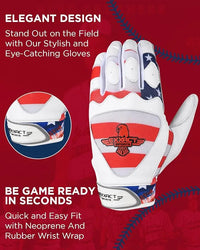Padded Baseball Batting Gloves for Men & Women (USA Flag)