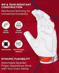 Padded Baseball Batting Gloves for Men & Women (USA Flag)