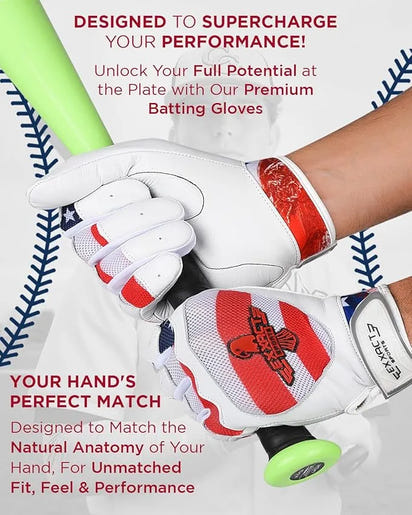 Padded Baseball Batting Gloves for Men & Women (USA Flag)