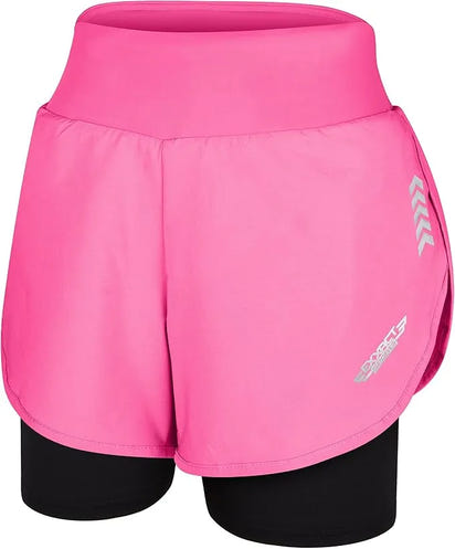 Women's  2 in 1 Athletic Shorts with Compression Liner (Pink)