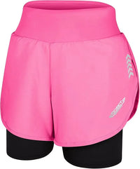 Women's  2 in 1 Athletic Shorts with Compression Liner (Pink)
