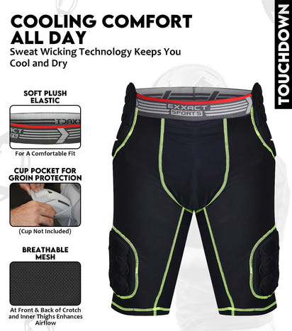 Touchdown 5-Pad Men's Football Girdle with Cup Pocket black (Adult)