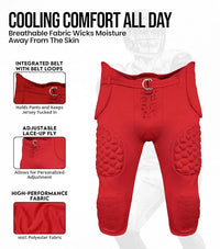 Rebel Boys Integrated Football Pants with Built-in Pads Red (Youth)