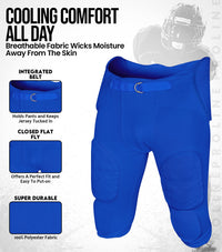 Proline Men's Integrated Football Pants with 7 Flex Pads Royal Blue (Adult)
