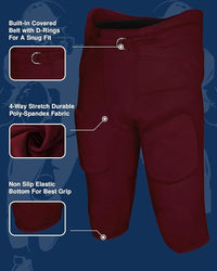 Gladiator Men's Integrated Football Pants with Built-in Pads (Maroon)